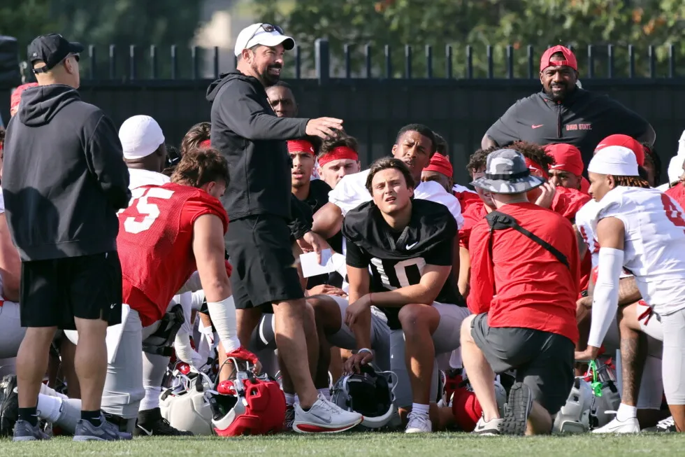 Ryan Day: Offensive line still a key concern after Ohio State’s first 2026 practice