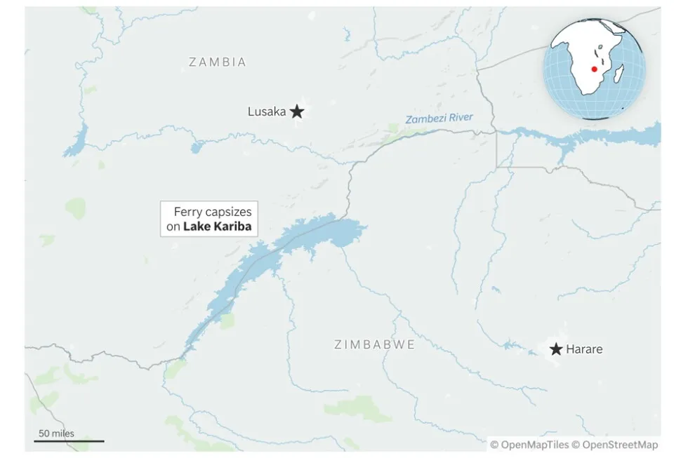 Death toll rises to 44 after an overloaded ferry capsized on a Zimbabwe lake