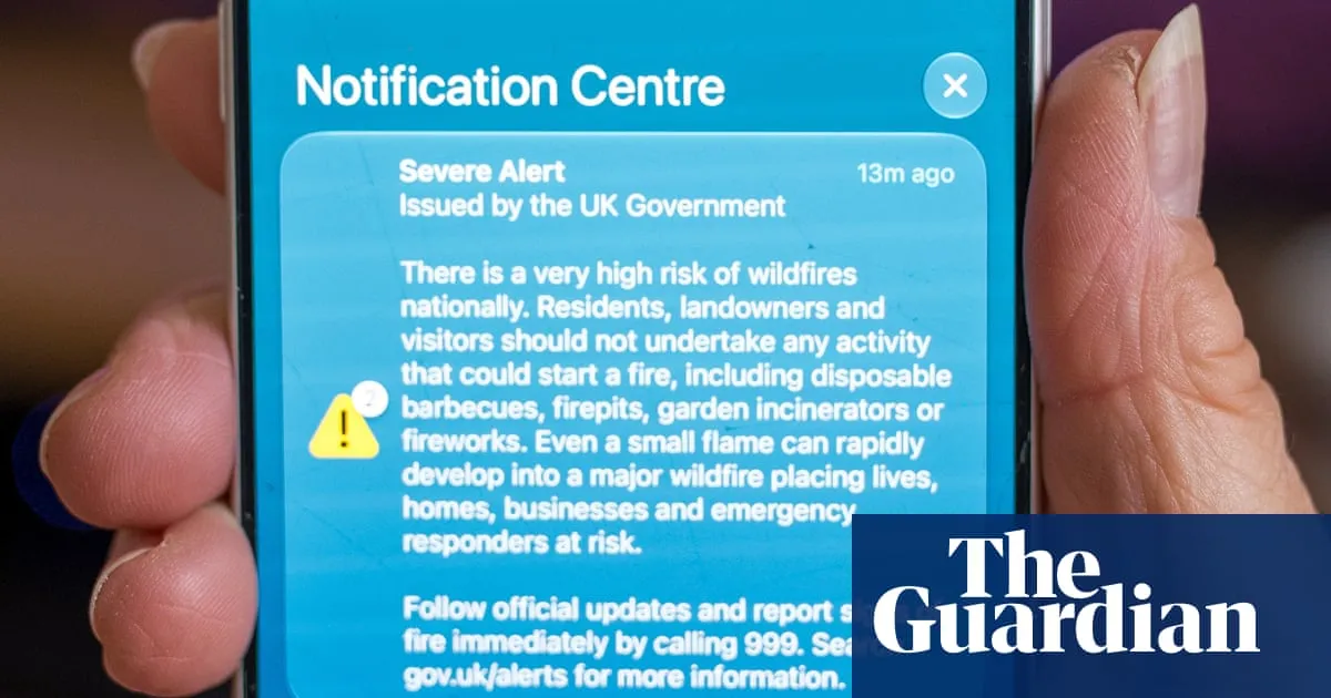 Alarmed by the alarm: people react to ‘severe alert’ on phones over UK wildfires