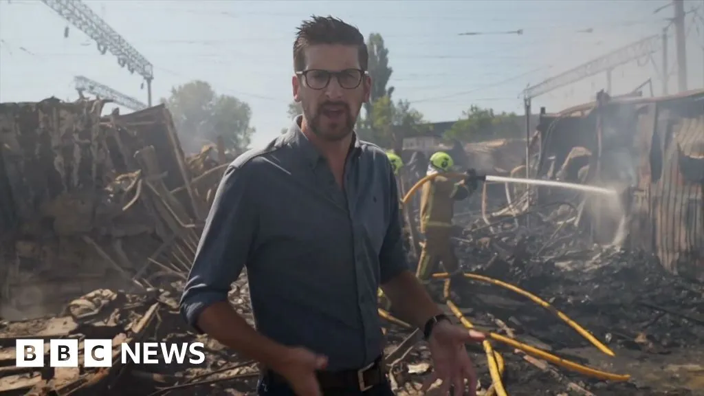 BBC visits smouldering Kyiv market after Russian strikes