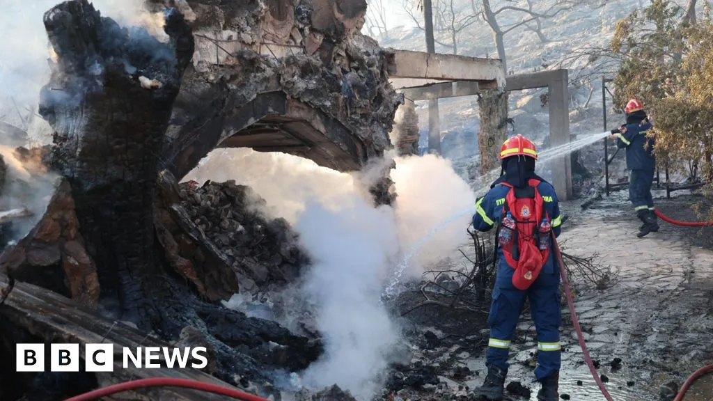 Two dead and hundreds evacuated as twin fires break out on Greek island