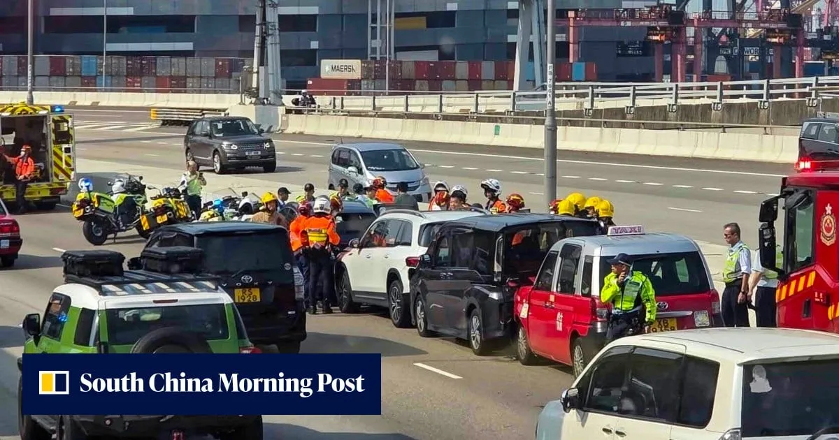 5 injured after taxi, 3 cars collide on Hong Kong highway