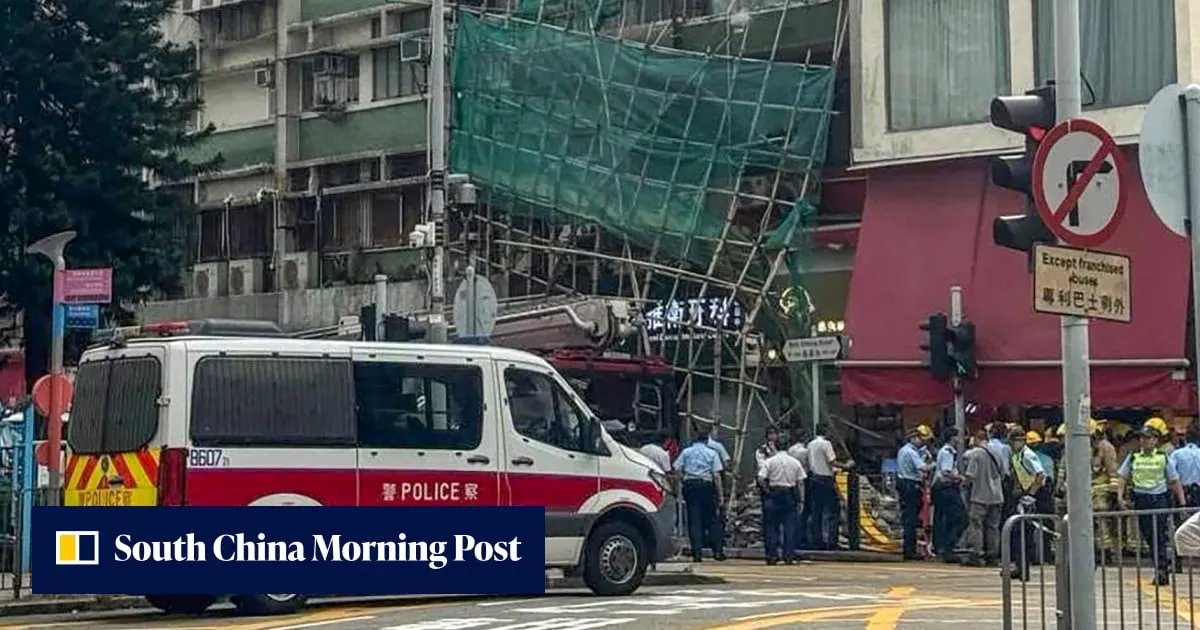 Man hospitalised after bamboo scaffolding collapses in Sham Shui Po