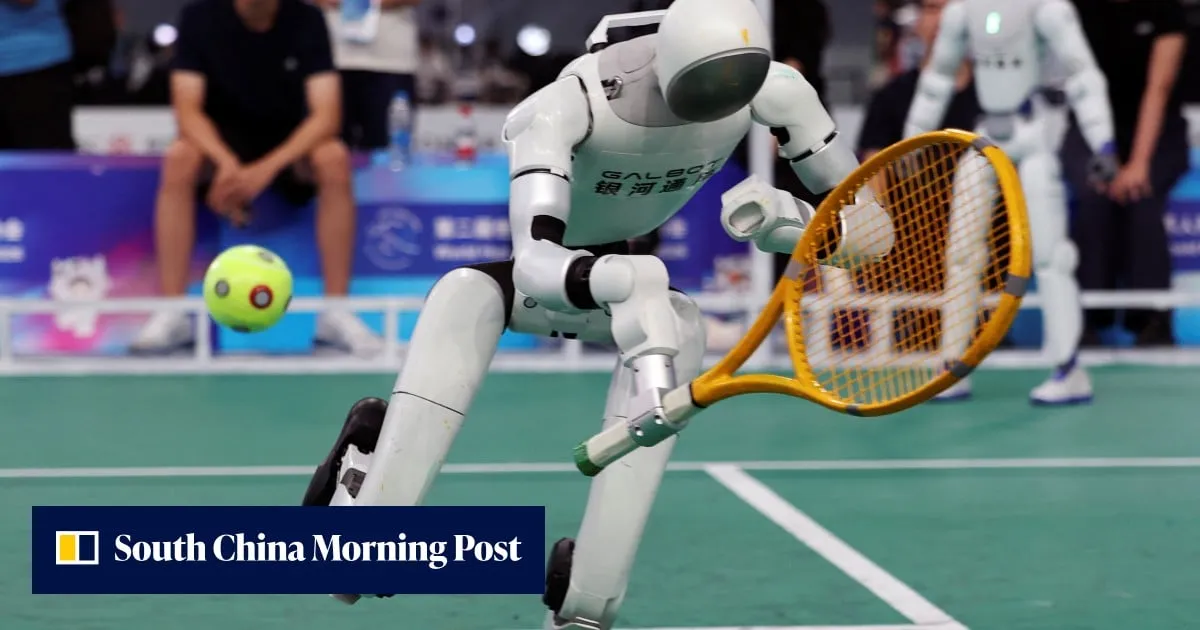 Chinese robots tackle tennis, smash track records at World Humanoid Robot Games