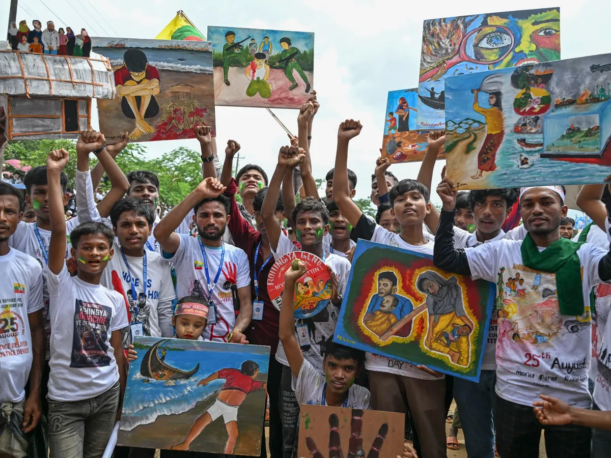 Photos: Rohingya refugees rally nine years after Myanmar exodus