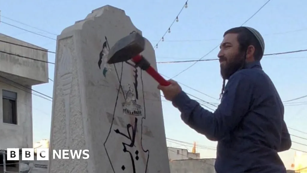 Far-right Israeli lawmaker damages Palestinian memorial with sledgehammer