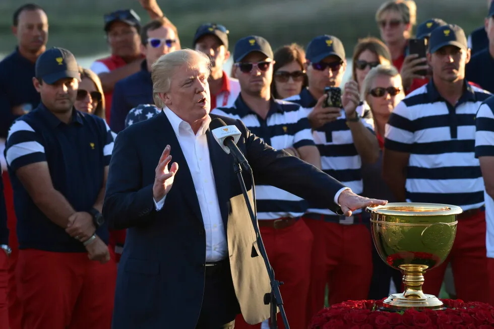 Trump says he’ll be at the Presidents Cup at Medinah as the honorary chairman