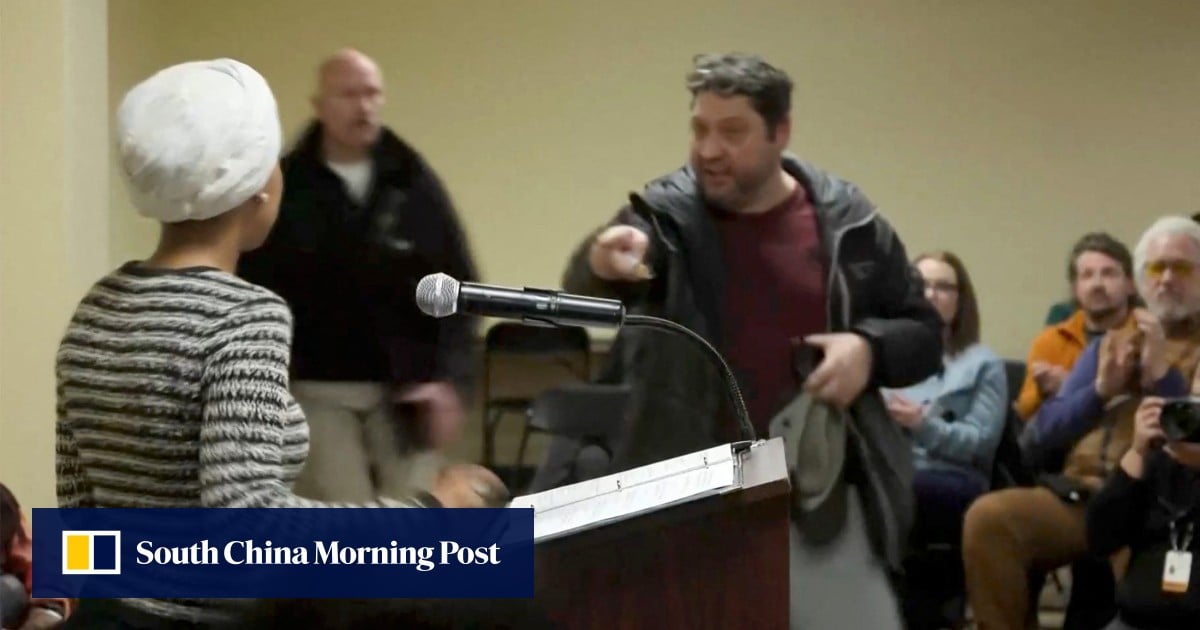 US congresswoman Ilhan Omar sprayed with unknown substance at Minneapolis town hall