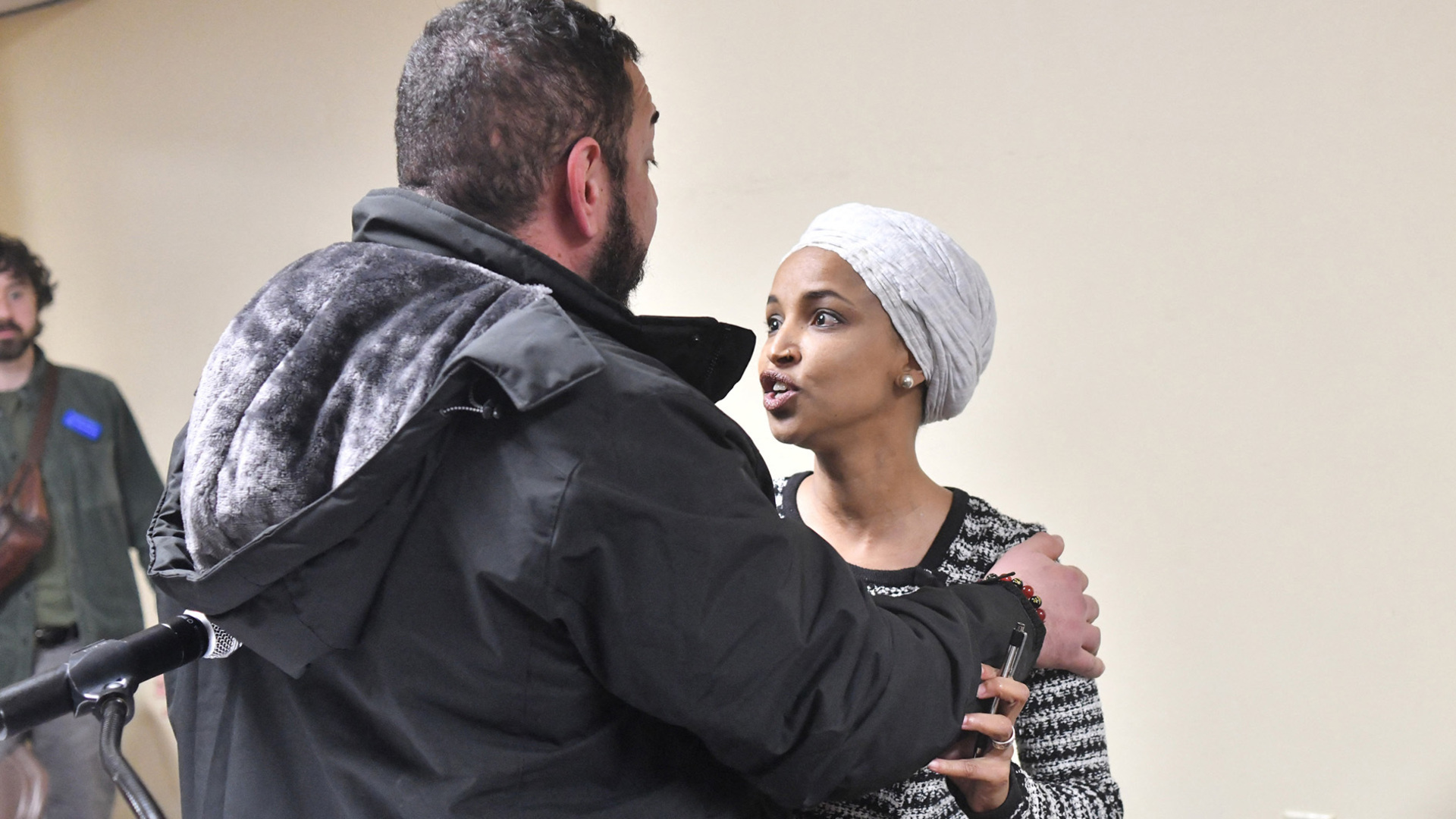 US congresswoman Ilhan Omar sprayed with liquid at town hall meeting