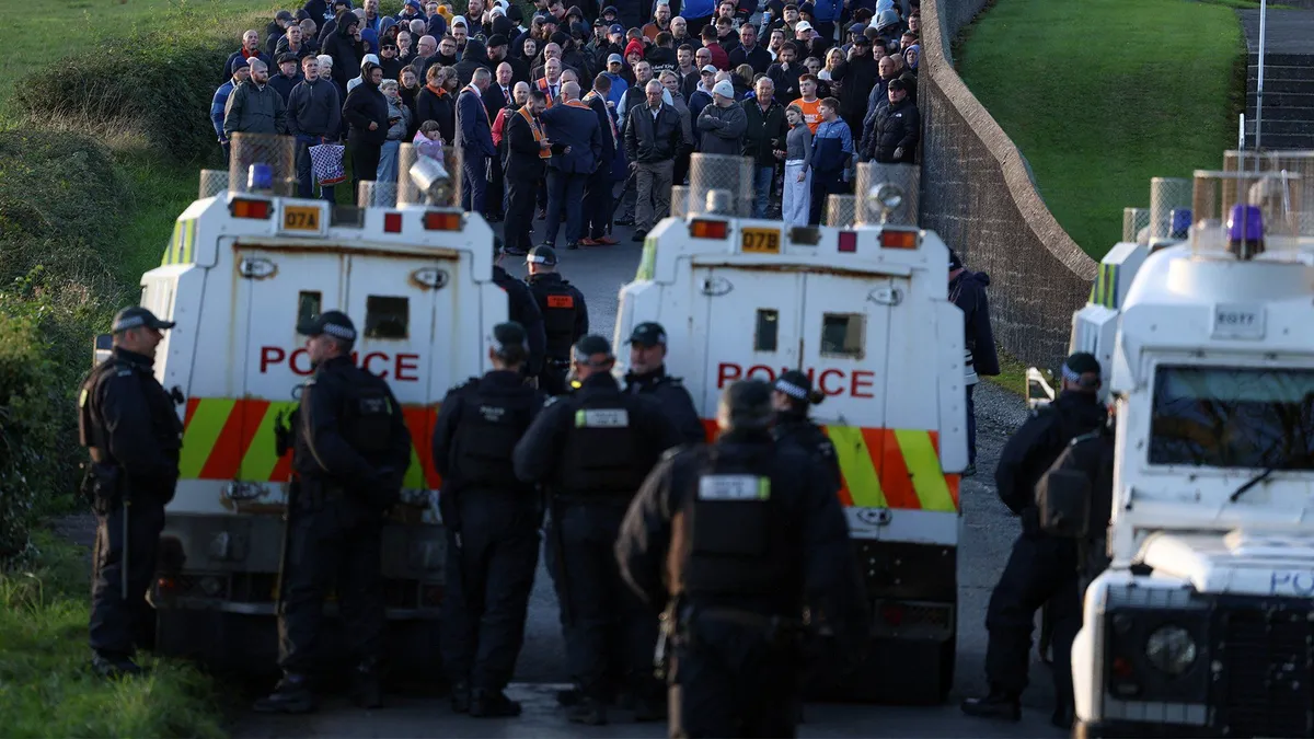 Protesters block Orange Order march in Northern Ireland