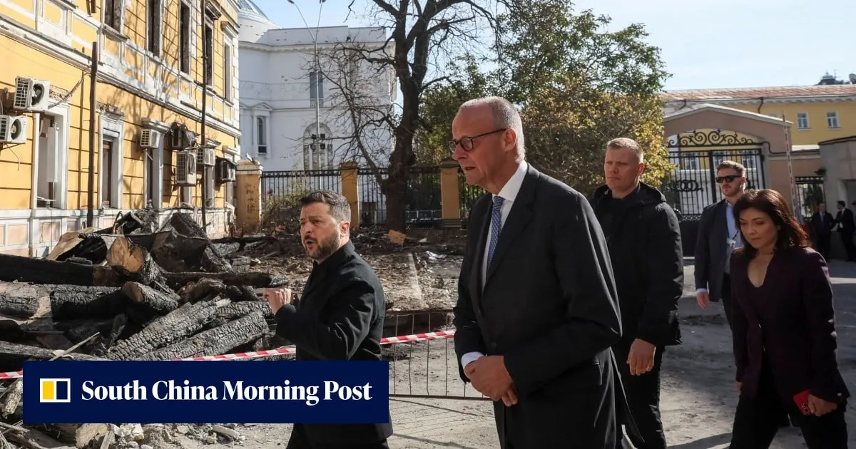 Russia strikes Kyiv bridge as Germany’s Merz visits, pledges aid