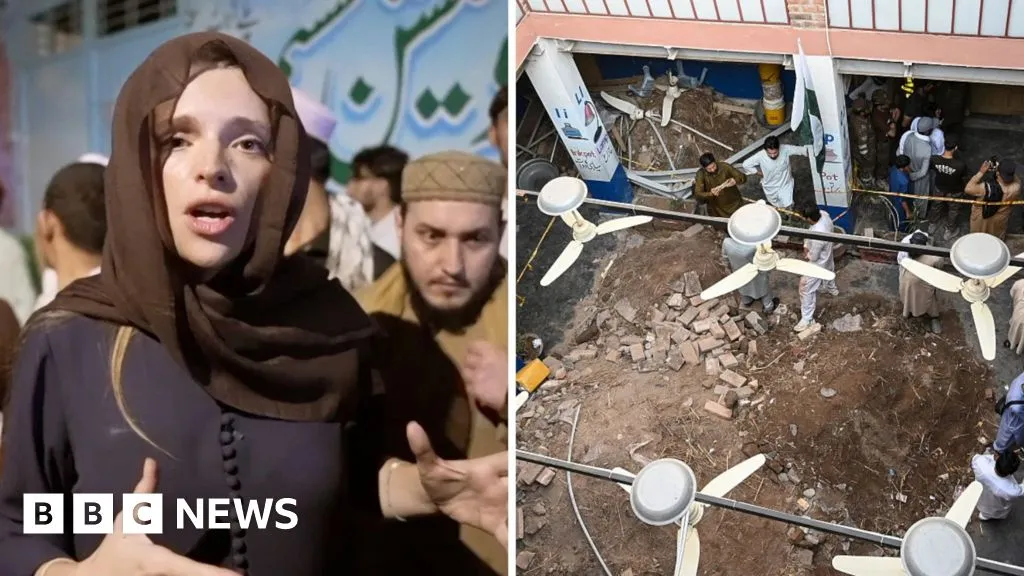 At the scene of a school roof collapse in Pakistan