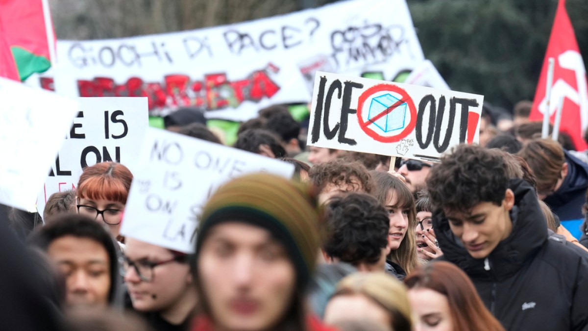Anti-ICE protesters rally in Milan before Winter Olympics