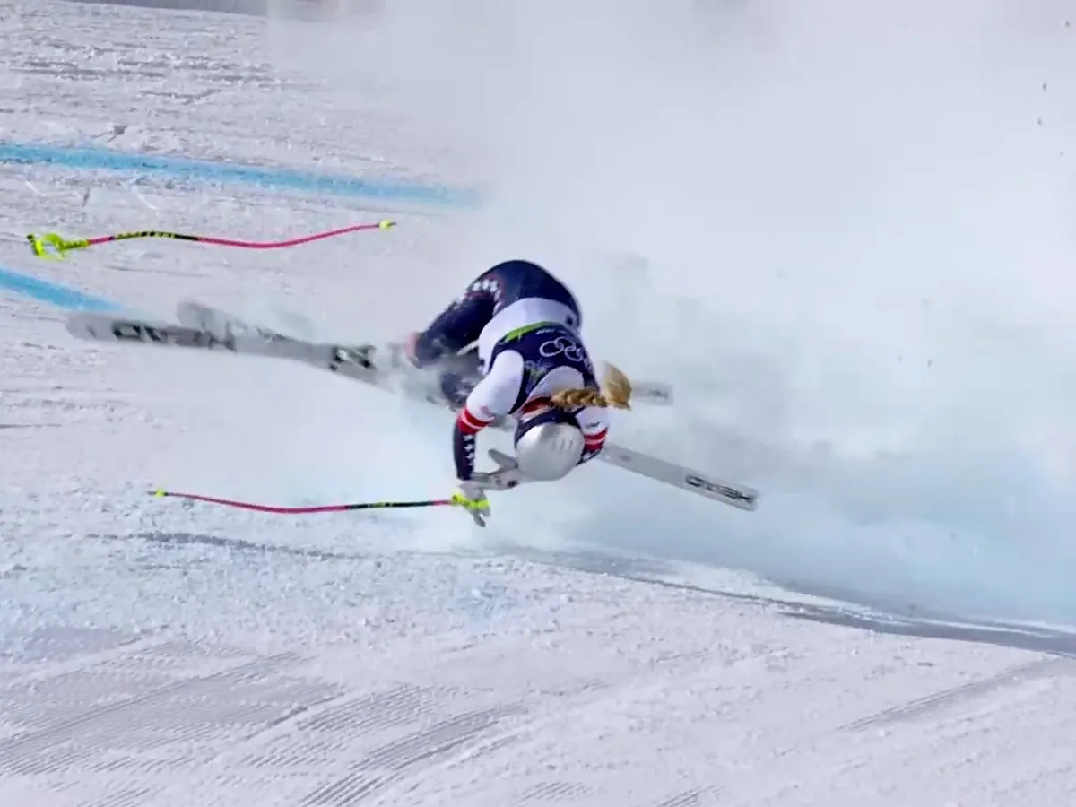 Lindsey Vonn crashes out; Breezy Johnson wins downhill at Winter Olympics