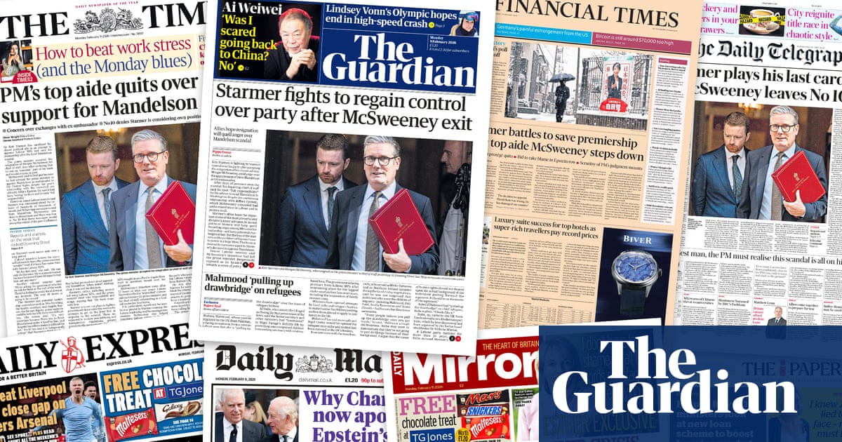 ‘Blame me’: what the UK papers say as Morgan McSweeney quits over Mandelson-Epstein scandal