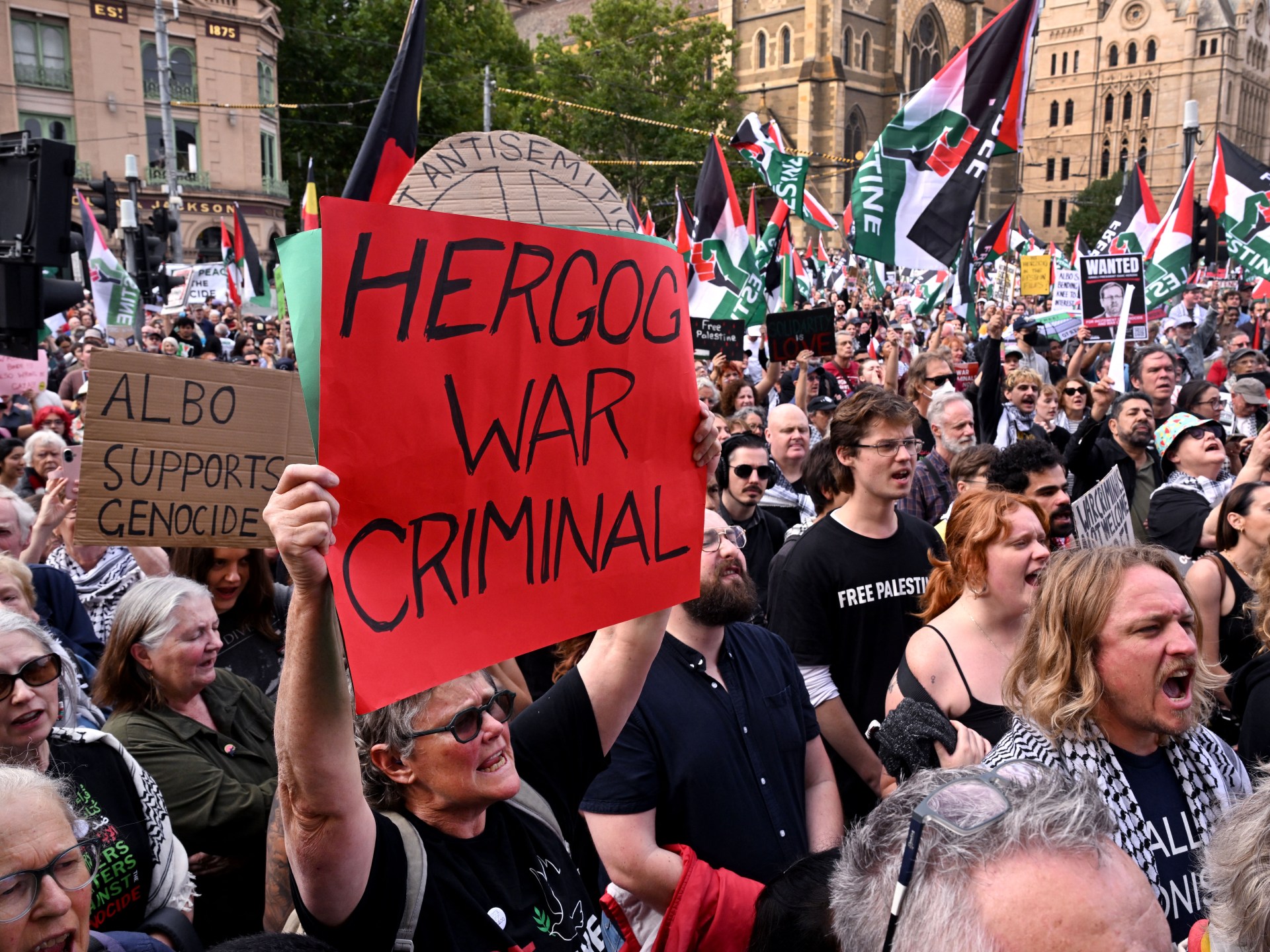 Thousands protest against Israeli President Herzog’s Australia visit