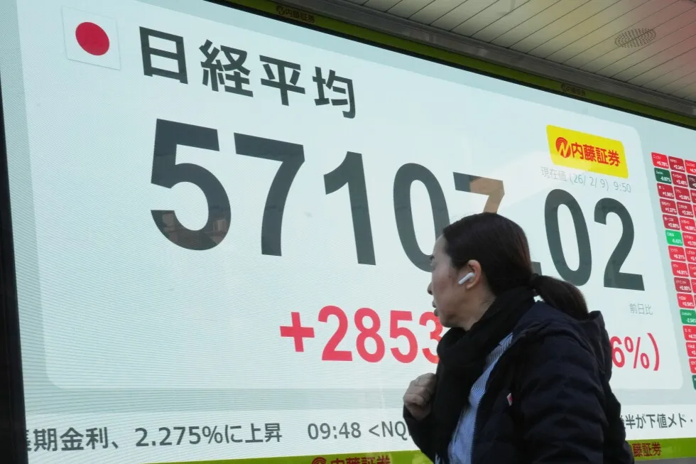 World shares rally and Japan’s Nikkei 225 jumps after a big victory for PM Takaichi’s ruling party