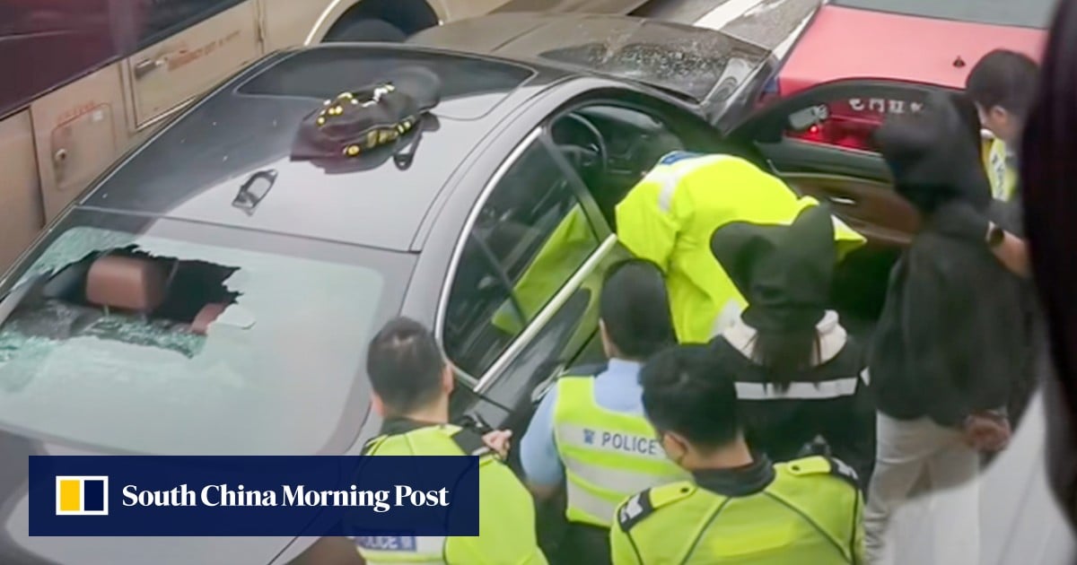 Driver, passenger arrested after BMW hits 3 vehicles in Hong Kong