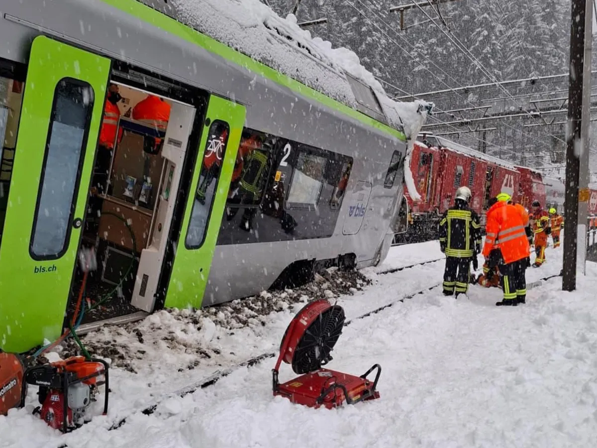 Train derails in Switzerland, injuring five amid avalanches in the Alps