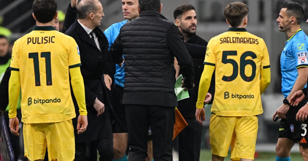 Como’s Fabregas, Milan’s Allegri and an alleged pull of Saelemaekers’ shirt