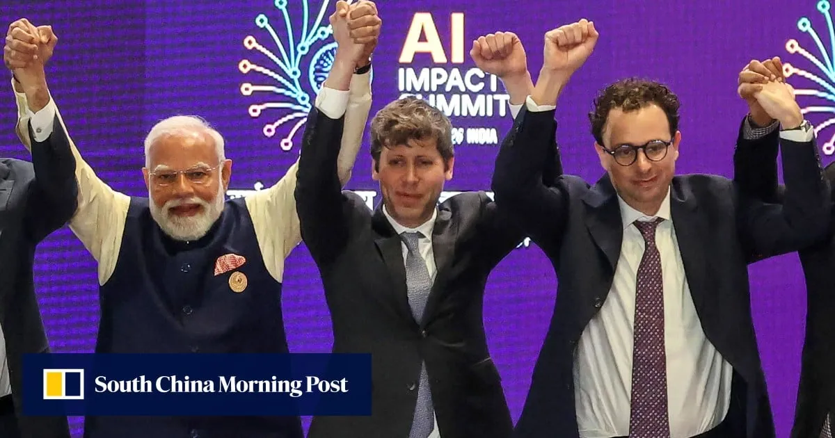 OpenAI and Anthropic CEOs refuse to hold hands during Modi’s India AI summit photo op
