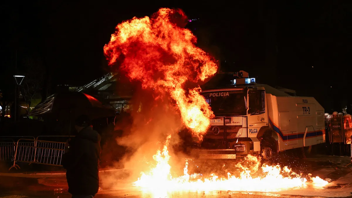 Protesters shoot fireworks at Albania prime minister’s office