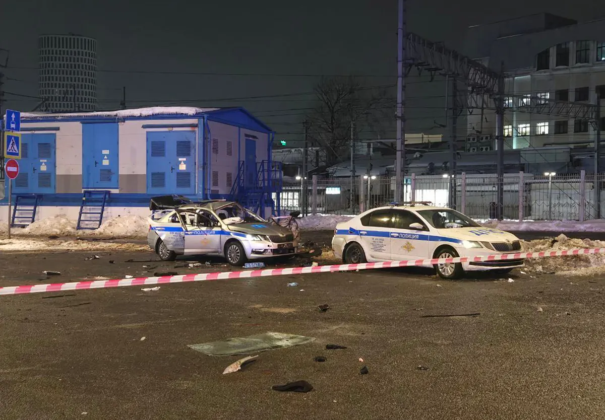 Moscow policeman killed in bomb attack on Ukraine war anniversary