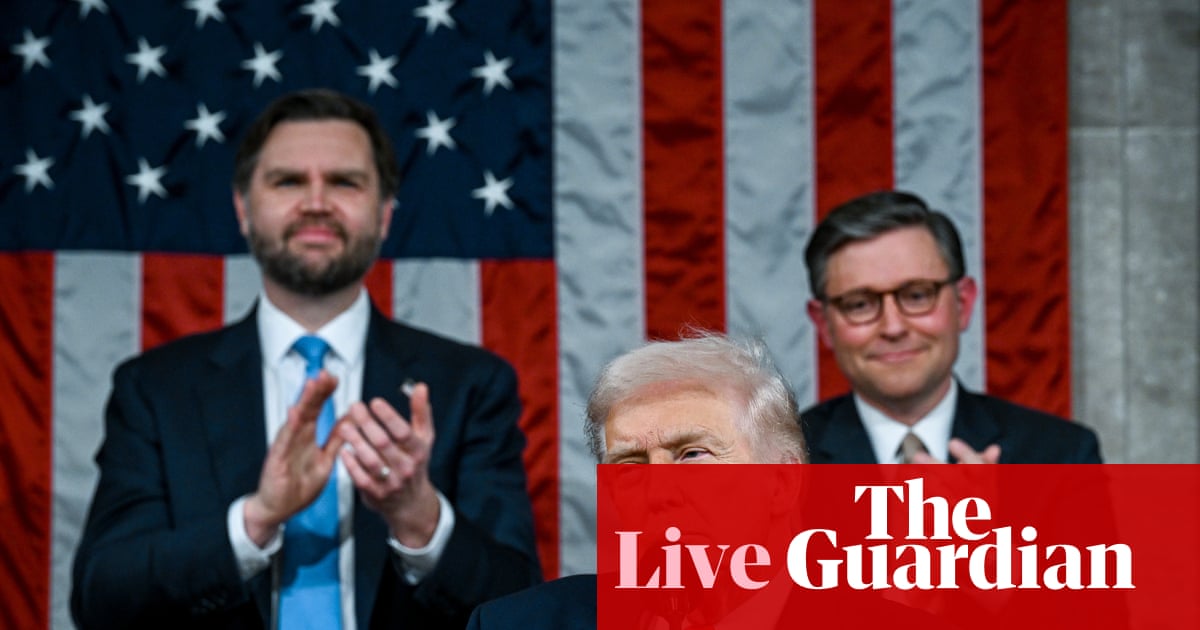 State of the Union address: Trump boasts about ‘winning too much’ and welcomes US men’s Olympic hockey team into House chamber – live