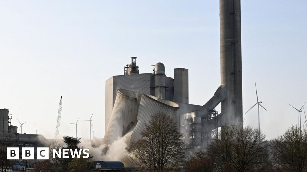 Moment cooling tower is demolished at German power plant