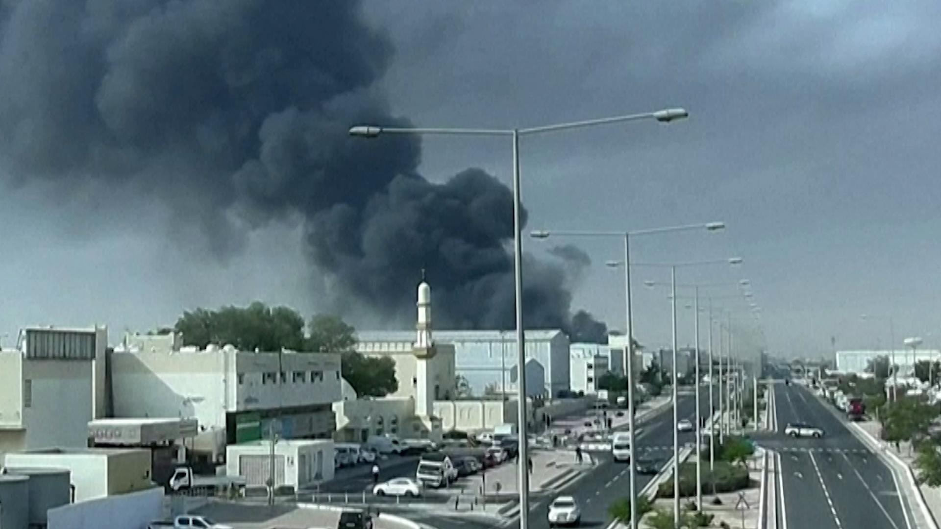 Smoke rises above Qatar capital Doha after Iranian missiles shot down