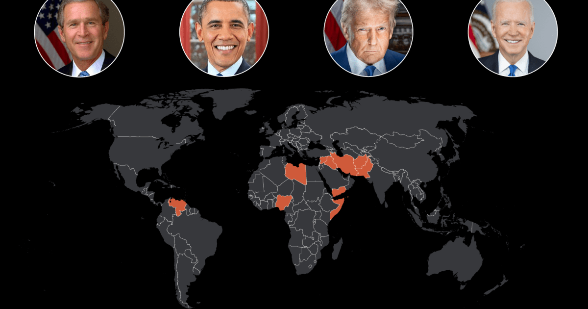 How many countries has the US bombed since 2001, and how much has it cost?