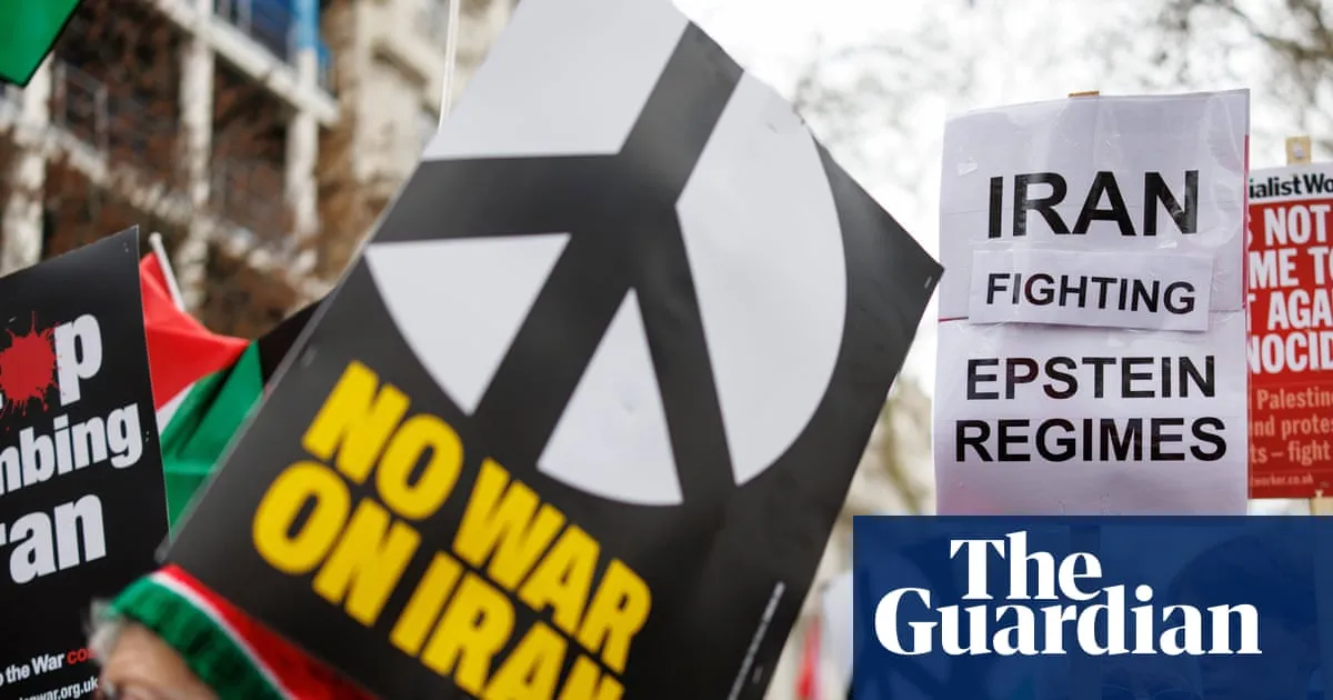 Thousands march on US embassy in London calling for end of strikes in Iran
