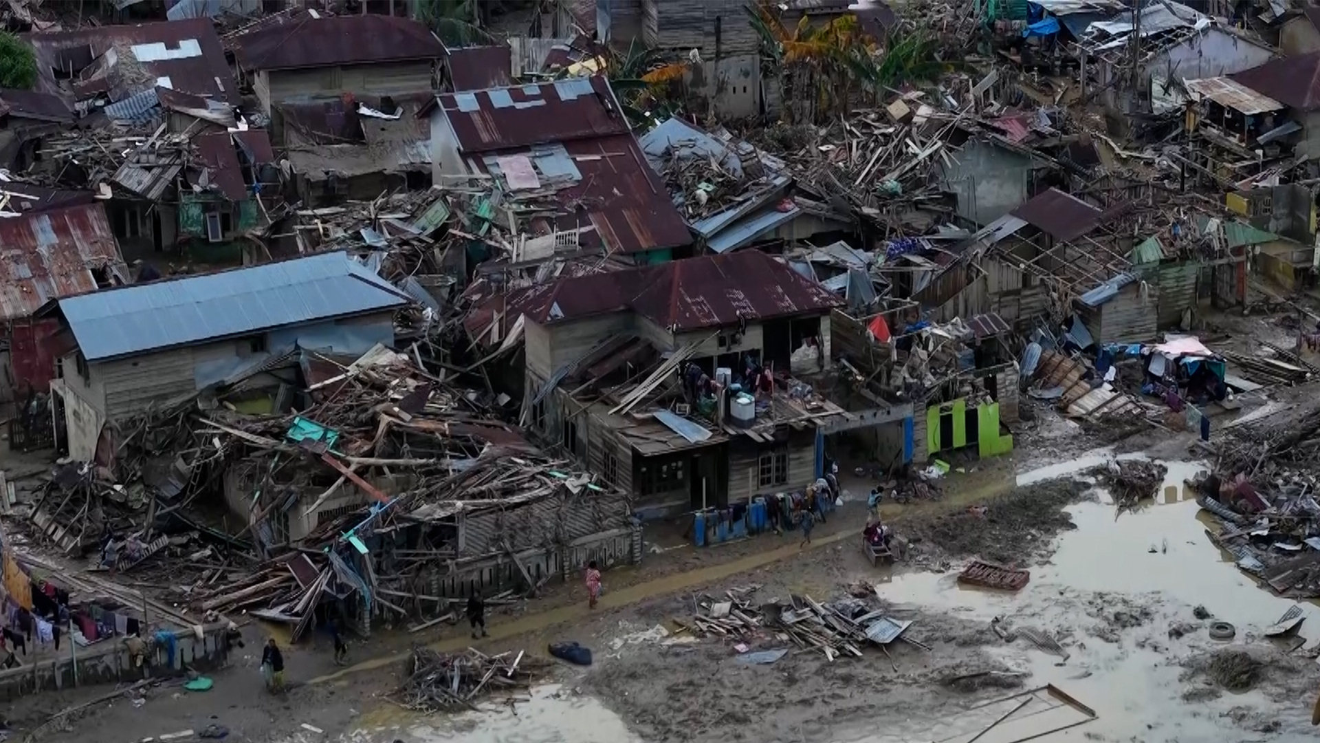 Aerial video shows the devastation from Indonesia floods, landslides