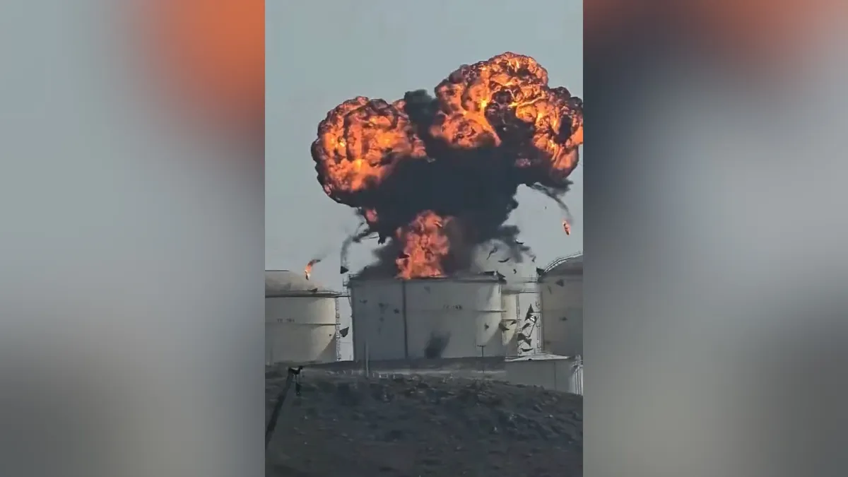 Ship crew film drone strike on oil facility at Oman’s Salalah port