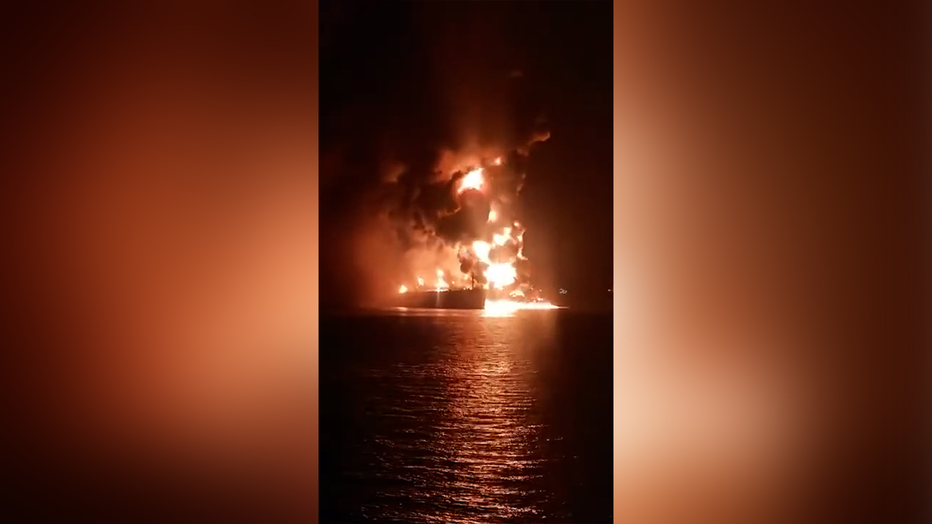 Massive fires on two oil tankers after attack in Iraqi waters