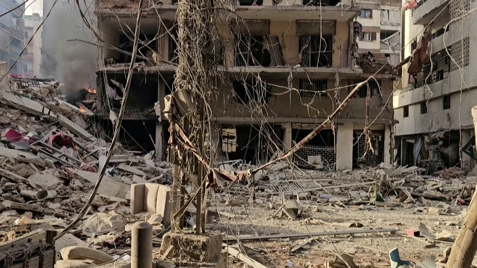 Massive destruction after Israeli strikes in Beirut neighbourhood