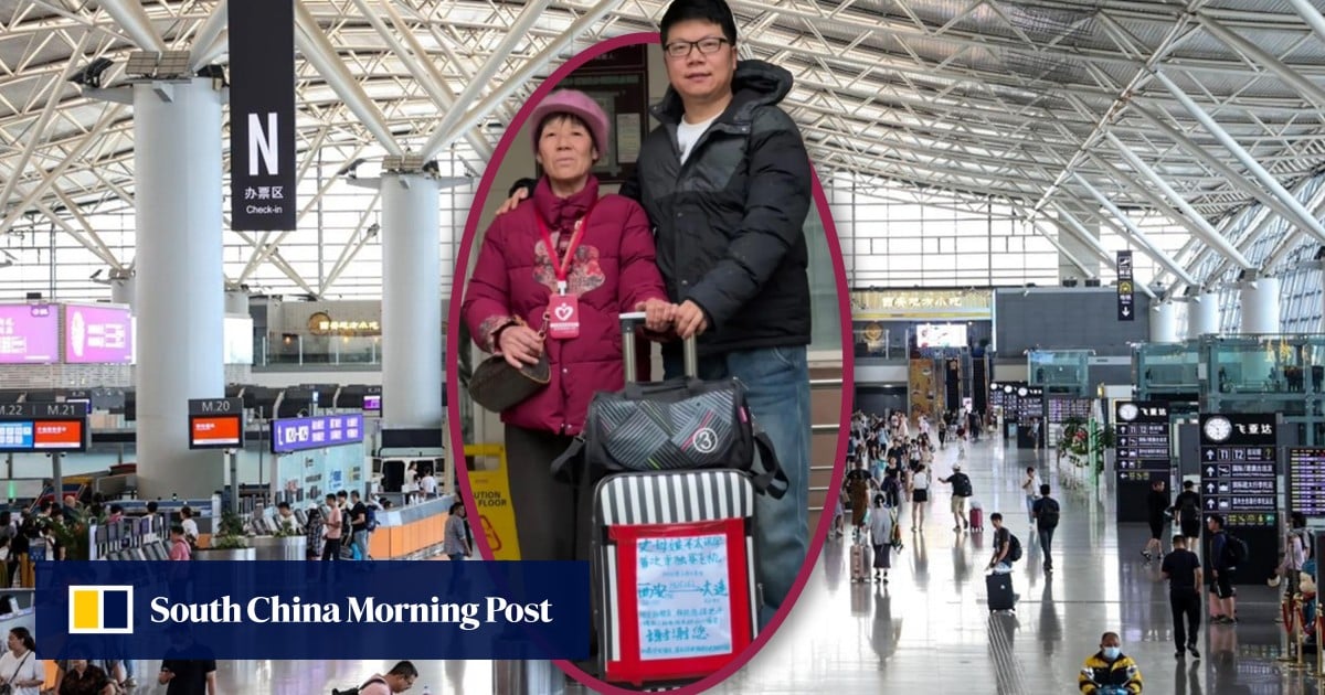 Chinese man posts a big note on mother-in-law’s suitcase to seek help for her solo travel