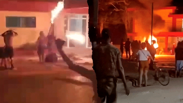 Protesters torch Communist Party HQ in Cuba; video appears to capture gunfire