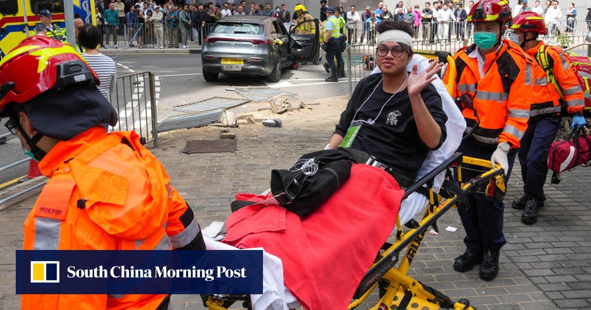 9 injured as car mounts pavement in Hong Kong