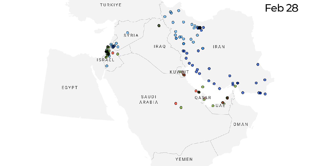 Map shows how 16 days of attacks have evolved in US-Israel war on Iran
