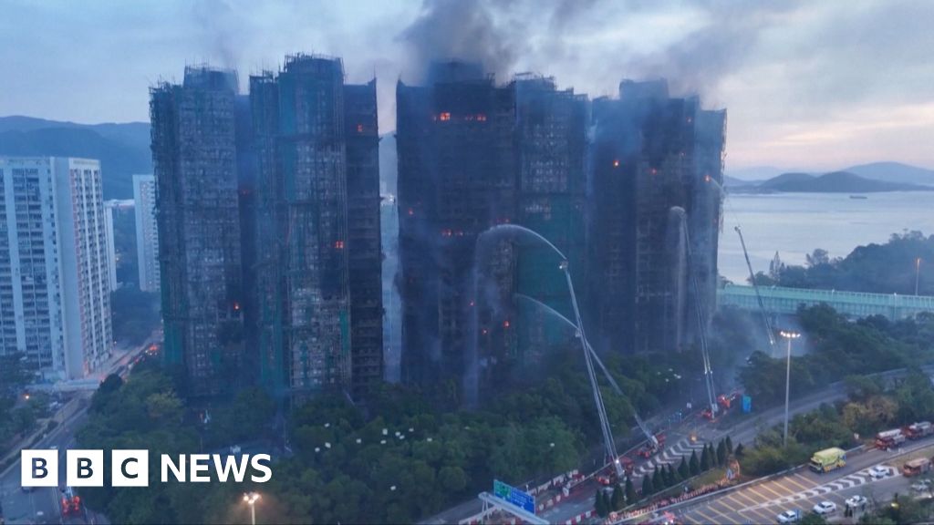 Watch: Dawn aerial footage reveals scale of Hong Kong apartment blaze