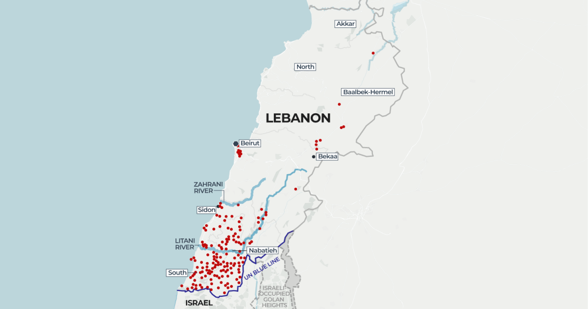 Mapping Israeli attacks and the displacement of one million in Lebanon
