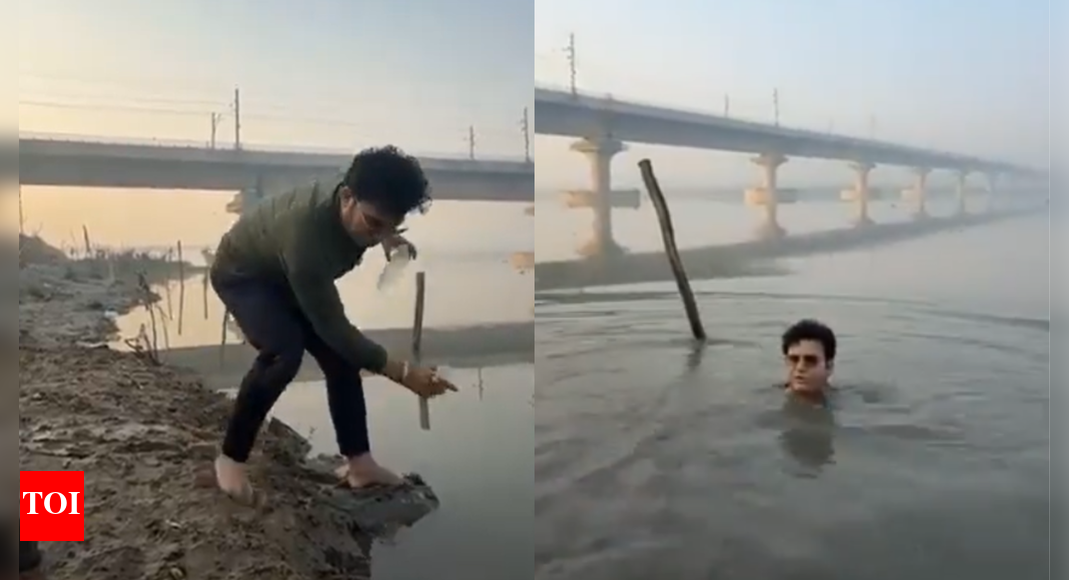 BJP MLA Ravi Negi falls into Yamuna during reel shoot on cleanup drive