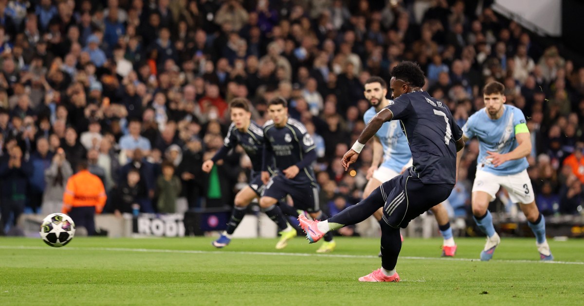Vinicius Jr scores twice as Real Madrid knock Man City out of UCL last 16