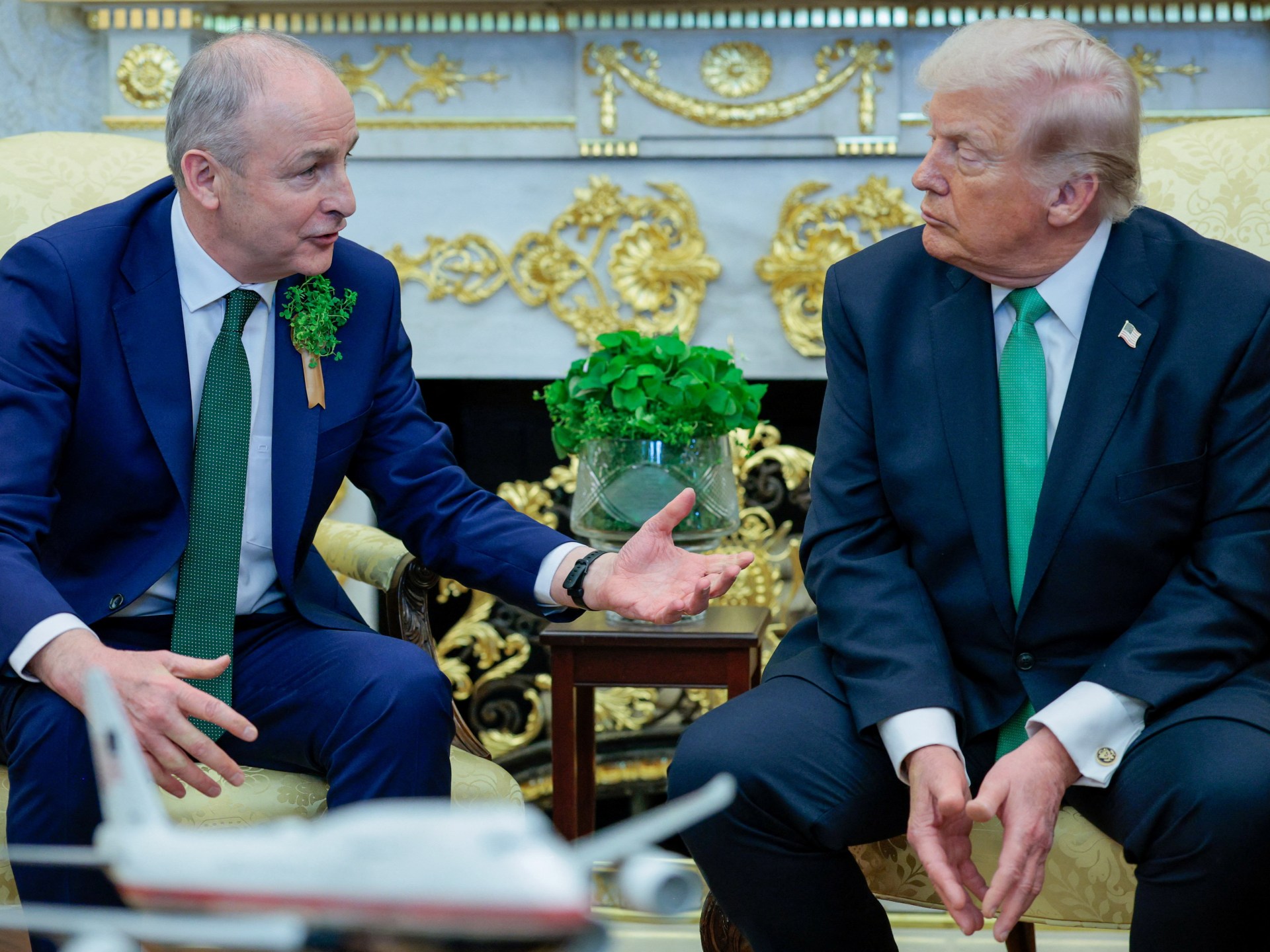 Ireland’s Micheal Martin and Trump in awkward St Patrick’s Day exchange