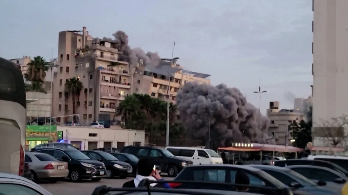 Beirut building turned to rubble by Israeli attack