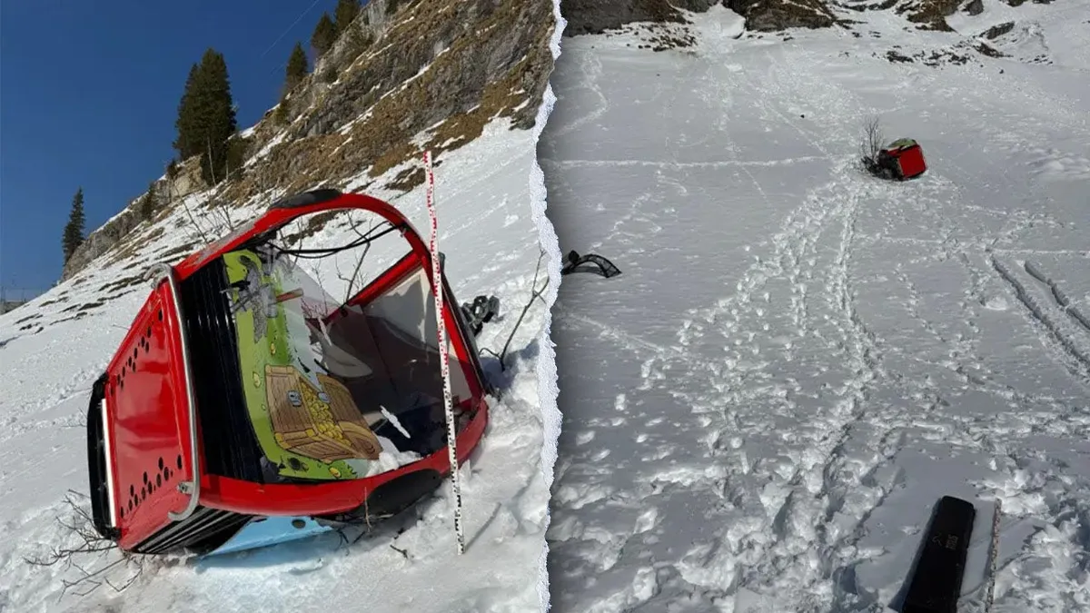 One dead after cable car detaches, plummets at Swiss ski resort