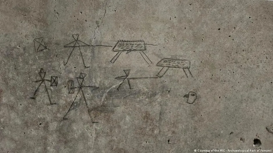 Antike Graffiti zeigen Alltagsszenen aus Pompeji