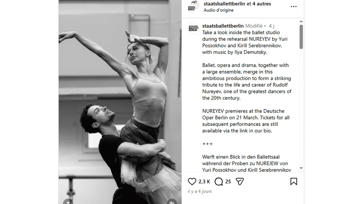 Censuré en Russie, le ballet "Noureev" présenté samedi soir à Berlin