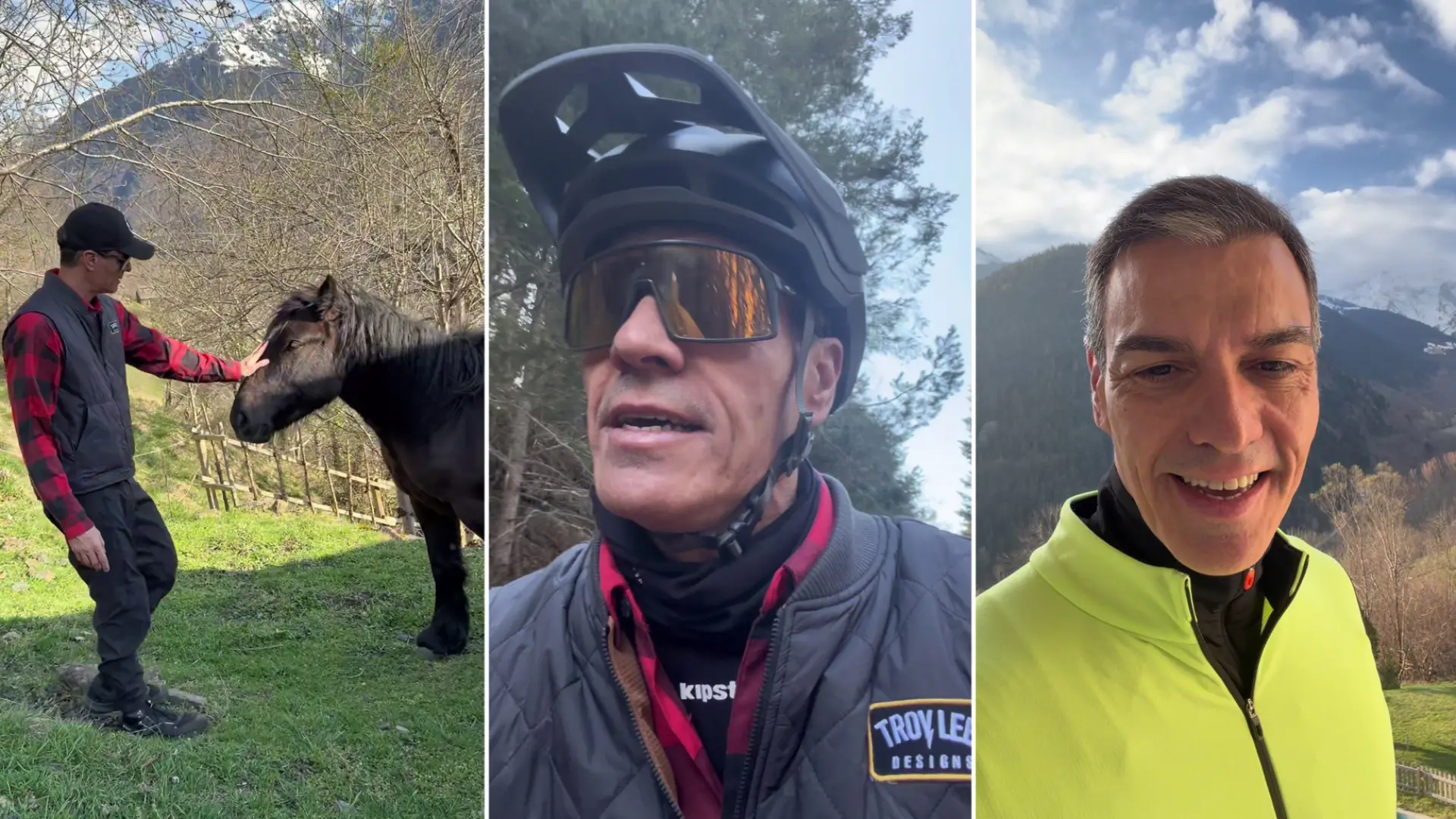 
         Así ha sido el fin de semana de Pedro Sánchez en el Valle de Arán haciendo ciclismo y acariciando caballos: "Hemos cargado pilas" 
    